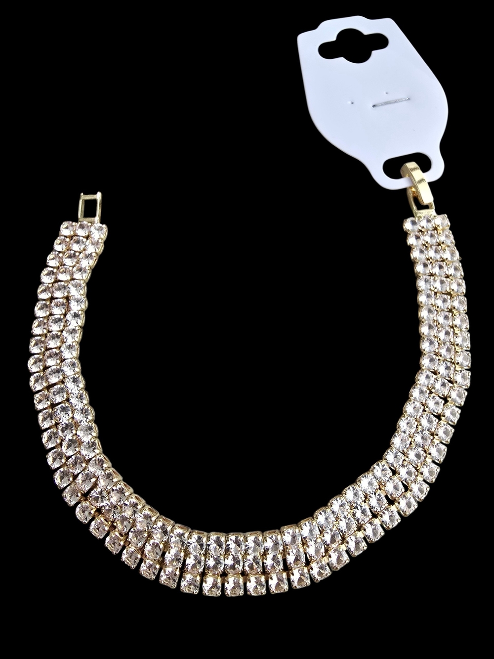 18k Yellow Gold Filled White Topaz Tennis Bracelet 7"